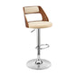 Adjustable Barstool with Open Wooden Back Cream and Brown By Casagear Home BM270014