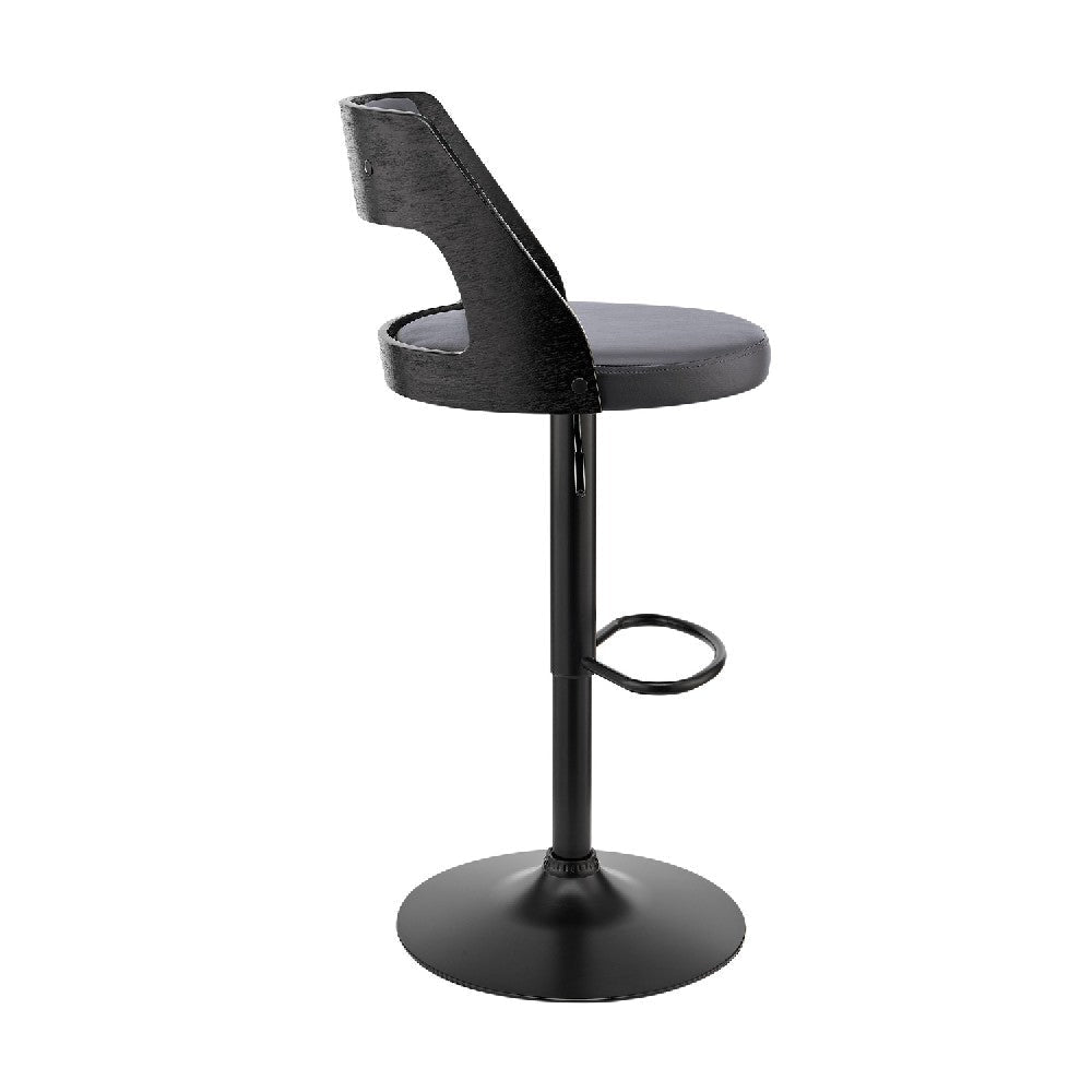 Adjustable Barstool with Open Wooden Back Black By Casagear Home BM270015