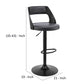 Adjustable Barstool with Open Wooden Back Black By Casagear Home BM270015