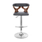 Adjustable Barstool with Curved Cut Out Wooden Back Brown and Gray By Casagear Home BM270035