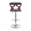 Adjustable Barstool with Curved Cut Out Wooden Back Brown and Gray By Casagear Home BM270035