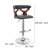 Adjustable Barstool with Curved Cut Out Wooden Back, Brown and Gray By Casagear Home