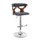 Adjustable Barstool with Curved Cut Out Wooden Back Brown and Gray By Casagear Home BM270035