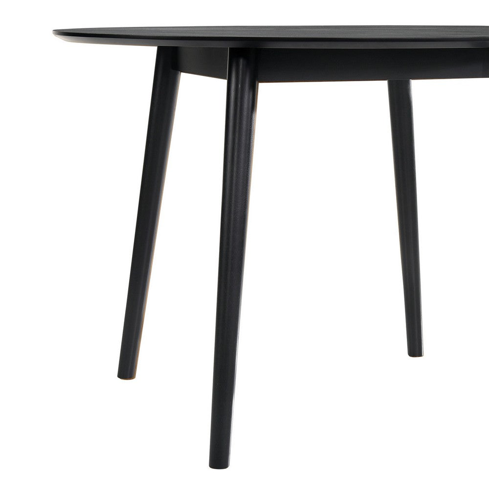 Round Dining Table with Wood and Tapered Legs Black By Casagear Home BM270106