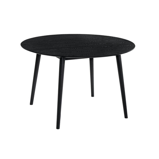 Dining Table with Wood and Rounded Tapered Legs, Black By Casagear Home