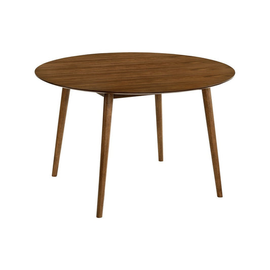 Dining Table with Wood and Rounded Tapered Legs, Brown By Casagear Home