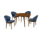 5 Piece Dining Set with Curved Side Chairs, Brown and Blue By Casagear Home