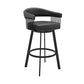 Swivel Barstool with Open Metal Frame and Slatted Arms Black By Casagear Home BM270138