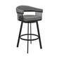 Swivel Barstool with Open Metal Frame and Slatted Arms Gray and Black By Casagear Home BM270142