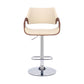 Bar Stool with Curved Leatherette Back and Seat Cream By Casagear Home BM270407