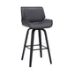 30 Inch Bar Stool with Curved Padded Back and Seat, Gray By Casagear Home