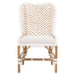 Dining Chair with Rattan Chevron Pattern Back Set of 2 White By Casagear Home BM270610