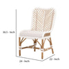 Dining Chair with Rattan Chevron Pattern Back Set of 2 White By Casagear Home BM270610