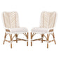 Dining Chair with Rattan Chevron Pattern Back Set of 2 White By Casagear Home BM270610