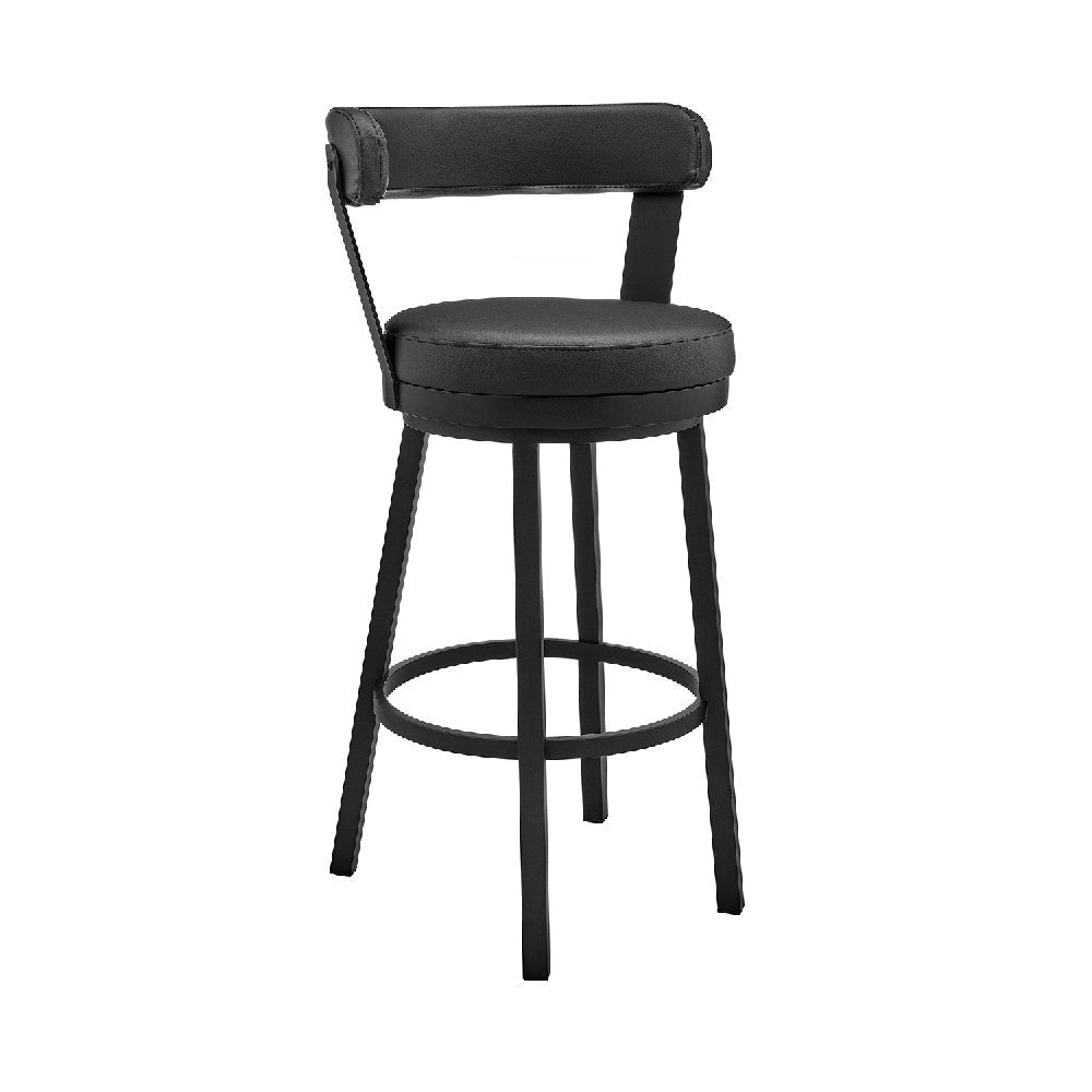 Swivel Barstool with Curved Open Back and Metal Legs Gray and Black By Casagear Home BM271139