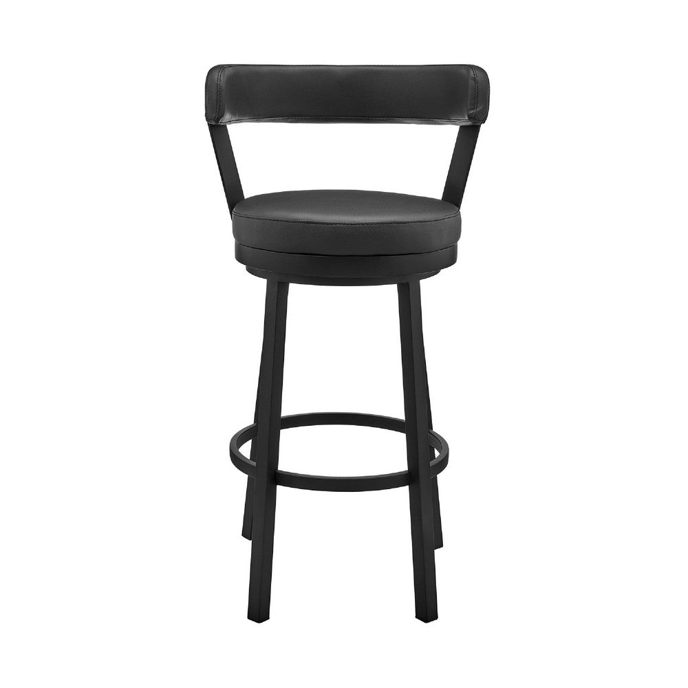 Swivel Barstool with Curved Open Back and Metal Legs Gray and Black By Casagear Home BM271139