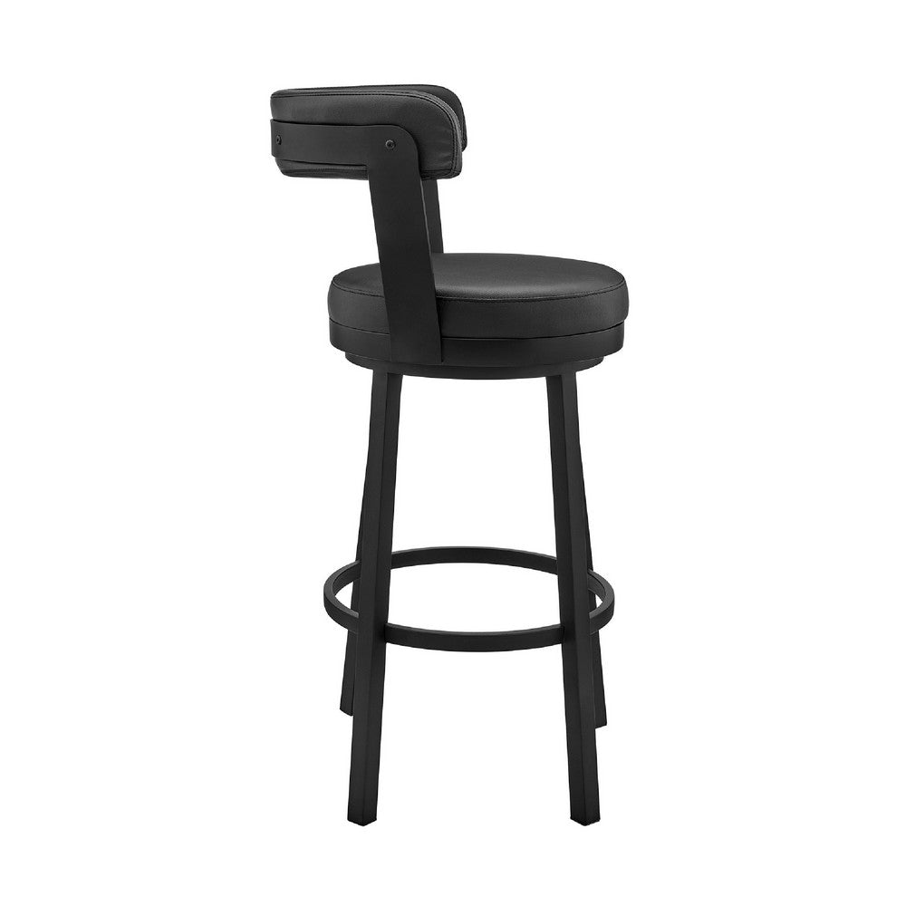 Swivel Barstool with Curved Open Back and Metal Legs Gray and Black By Casagear Home BM271139