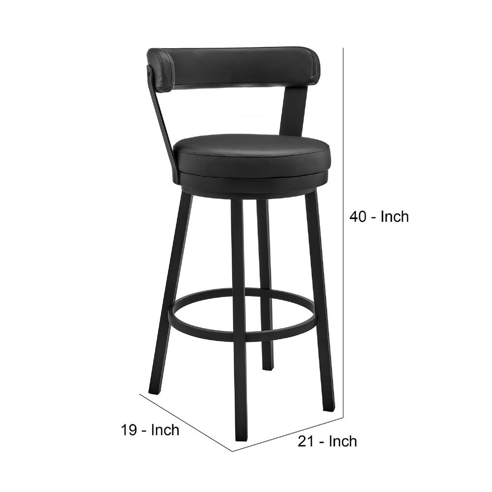 Swivel Barstool with Curved Open Back and Metal Legs Gray and Black By Casagear Home BM271139