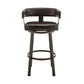 Swivel Counter Barstool with Curved Open Back and Metal Legs Dark Brown By Casagear Home BM271146