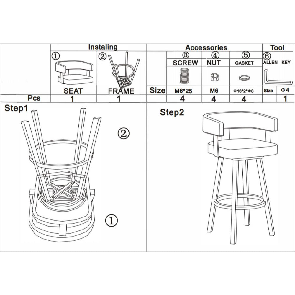 Swivel Counter Barstool with Curved Open Back and Metal Legs Black and Gray By Casagear Home BM271148