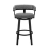 Swivel Counter Barstool with Curved Open Back and Metal Legs Black and Gray By Casagear Home BM271148