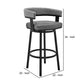 Swivel Counter Barstool with Curved Open Back and Metal Legs Black and Gray By Casagear Home BM271148