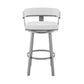 Swivel Barstool with Curved Open Back and Metal Legs Silver and White By Casagear Home BM271151