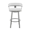 Swivel Barstool with Curved Open Back and Metal Legs Silver and White By Casagear Home BM271151