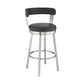 Swivel Counter Barstool with Curved Open Back and Metal Legs Black and Silver By Casagear Home BM271156