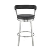 Swivel Counter Barstool with Curved Open Back and Metal Legs Black and Silver By Casagear Home BM271156