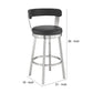 Swivel Counter Barstool with Curved Open Back and Metal Legs, Black and Silver By Casagear Home