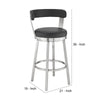 Swivel Counter Barstool with Curved Open Back and Metal Legs, Black and Silver By Casagear Home