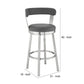 Swivel Barstool with Curved Open Back and Metal Legs Gray and Silver By Casagear Home BM271159