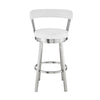 Swivel Counter Barstool with Curved Open Back and Metal Legs White and Silver By Casagear Home BM271160