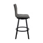 Swivel Counter Barstool with Horizontal Channel Stitching Black and Gray By Casagear Home BM271162