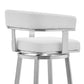 Swivel Barstool with Open Curved Back and Metal Legs White and Silver By Casagear Home BM271177