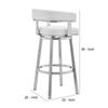 Swivel Barstool with Open Curved Back and Metal Legs White and Silver By Casagear Home BM271177