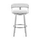 Swivel Barstool with Open Curved Back and Metal Legs White and Silver By Casagear Home BM271177