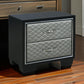 Nightstand with 2 Drawers and Upholstery, Black and Silver By Casagear Home