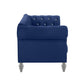 Ben 83 Inch Velvet Sofa with Crystal Tufted Back Royal Blue By Casagear Home BM271909