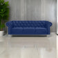 Ben 83 Inch Velvet Sofa with Crystal Tufted Back, Royal Blue By Casagear Home