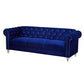 Ben 83 Inch Velvet Sofa with Crystal Tufted Back Royal Blue By Casagear Home BM271909