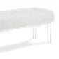 49 Inch Faux Fur Bench with Acrylic Clear Legs White By Casagear Home BM272063