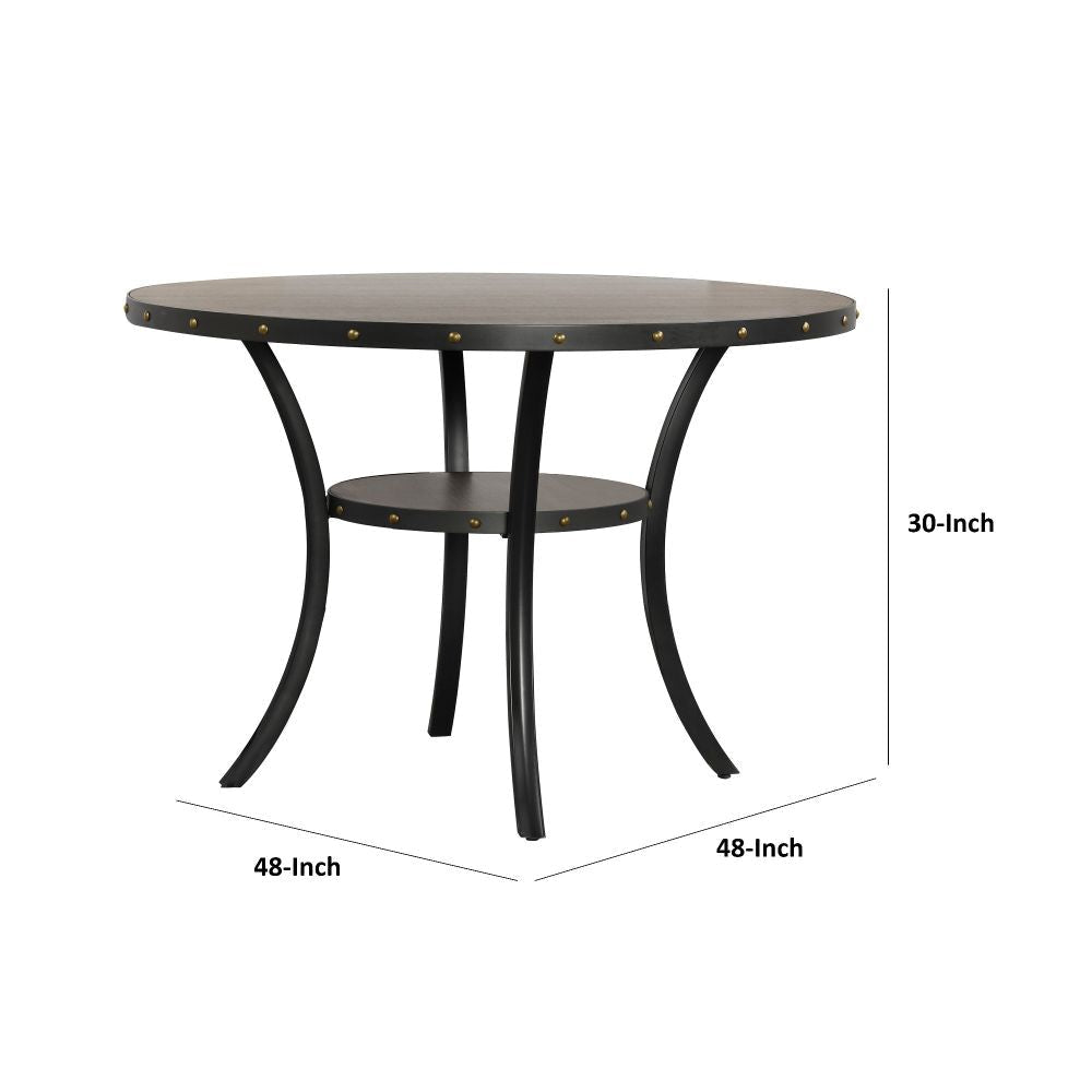 48 Inch Round Wood Dining Table with Flared Legs Gray By Casagear Home BM272082