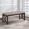 Gary 46 Inch Wood Bench with Fabric Seat, Cherry Brown By Casagear Home