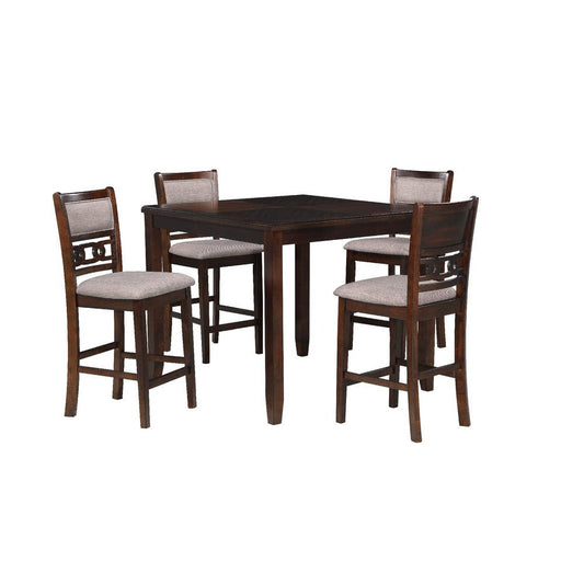 Gary 42 Inch 5 Piece Counter Table Set, Cherry Brown By Casagear Home