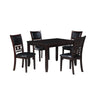 Gary 48 Inch 5 Piece Dining Table Set, Leatherette Seats, Ebony Brown By Casagear Home