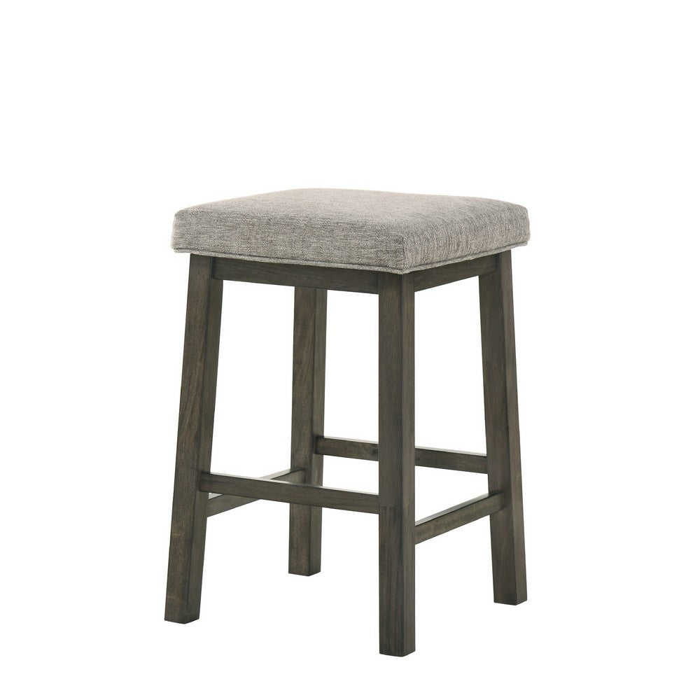 25 Inch Wooden Bar Stool with Fabric Seat Set of 2 Gray By Casagear Home BM272098