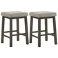 25 Inch Wooden Bar Stool with Fabric Seat Set of 2 Gray By Casagear Home BM272098