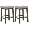 25 Inch Wooden Bar Stool with Fabric Seat Set of 2 Gray By Casagear Home BM272098